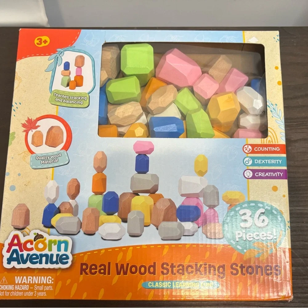 Real Wood Sensory Stacking Stones - Pastel Multicolor Set